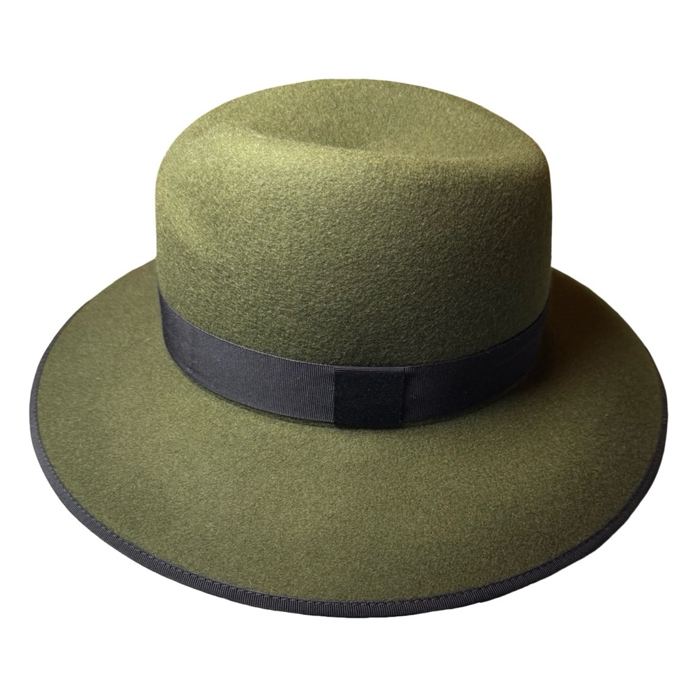 rag & bone Olive Green Wool Wide Brim Hat • Size M • Made in Spain